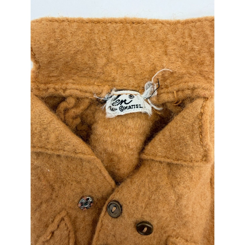 Vintage 1960s Barbie Mattel Camel Brown Coat Jacket Tagged Doll Clothing - Picture 2 of 6